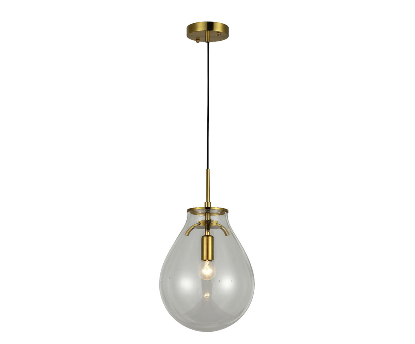 Pendente 40W Caju Transparente e Dourado Bivolt - image 0