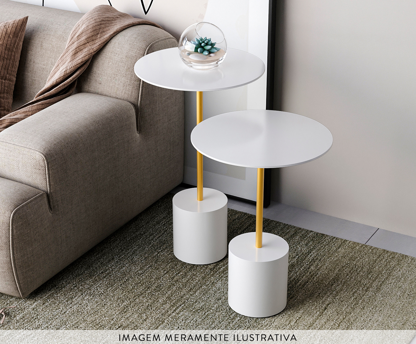 Conjunto Mesa de Canto Parma Branca image number 2