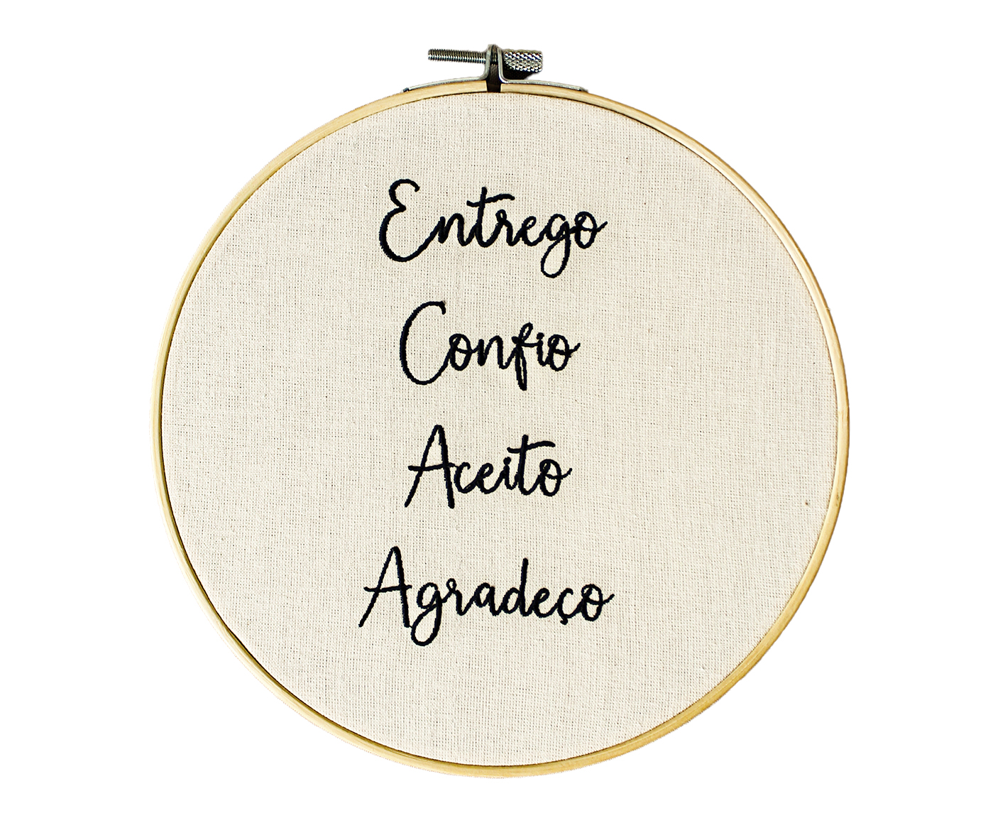 Bordado Decorativo "Entrego, Confio, Aceito e Agrade&ccedil;o" - image 0