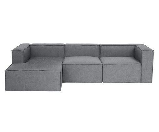 Sof&aacute; 3 M&oacute;dulos Chaise Esquerdo Mensa Cinza Escuro - image 0