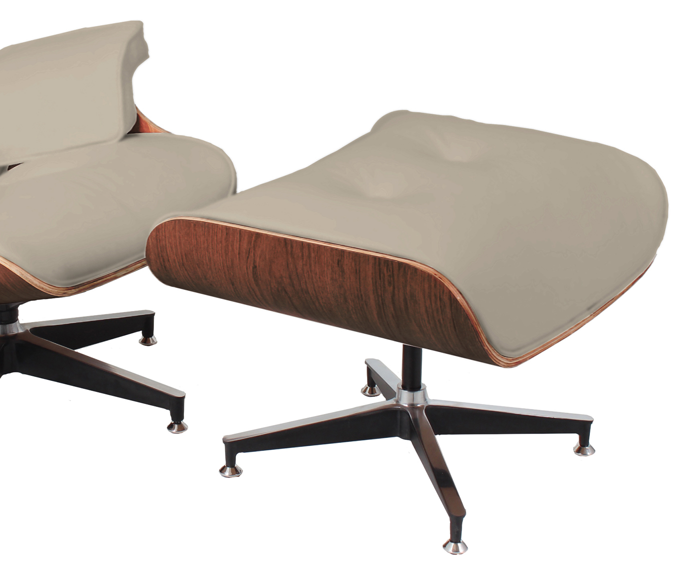 Poltrona e Pufe em Courino Charles Eames - P&eacute;rola e Caramelo image number 2