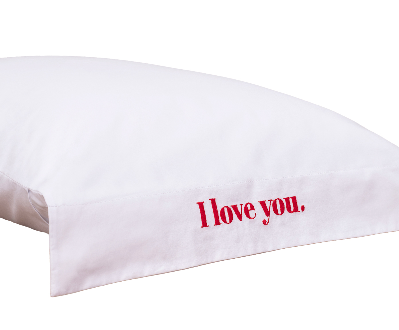 Fronha Bordada "I Love You" Branca e Vermelha 200 Fios image number 2