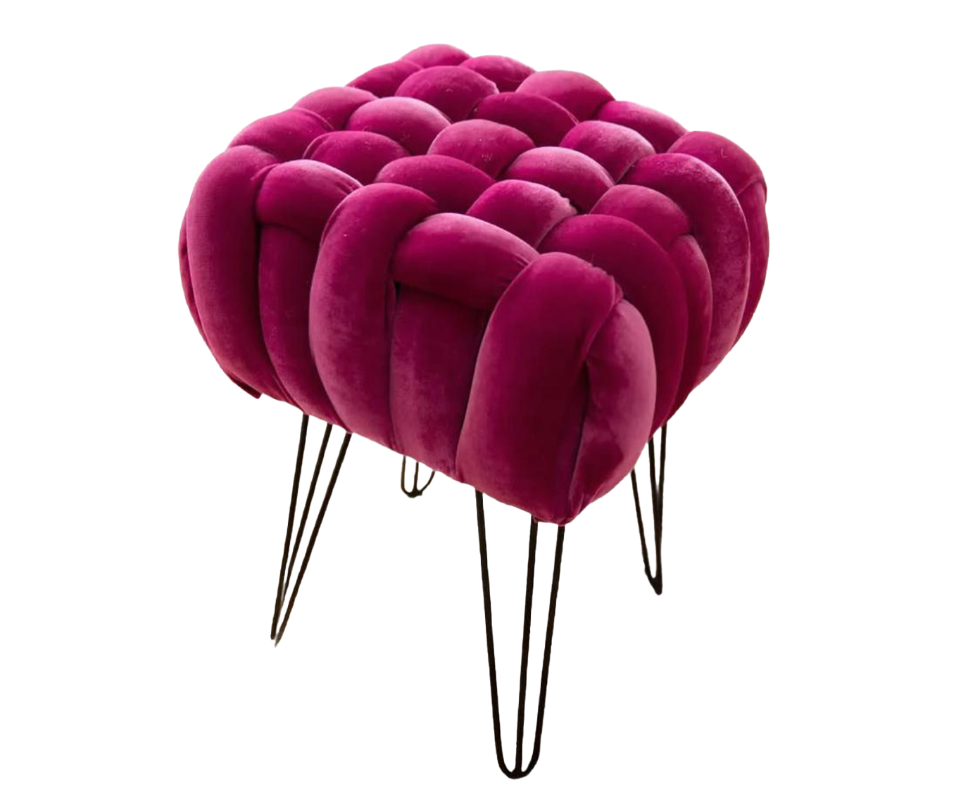 Puff Tran&ccedil;ado em Veludo Pink - image 0
