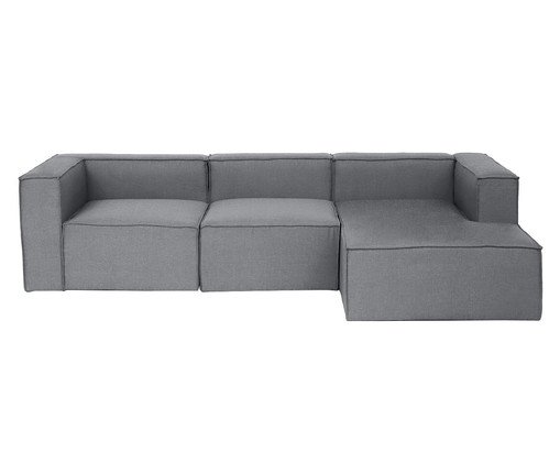 Sof&aacute; 3 M&oacute;dulos Chaise Direito Mensa Cinza Escuro - image 0