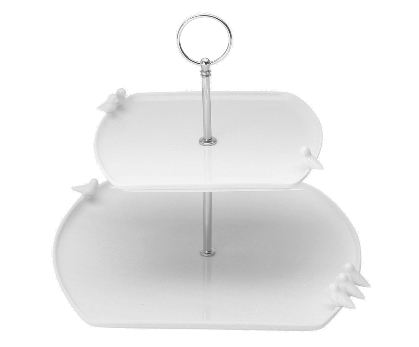 Prato Duplo para Doces em Porcelana Birds Branco - image 0
