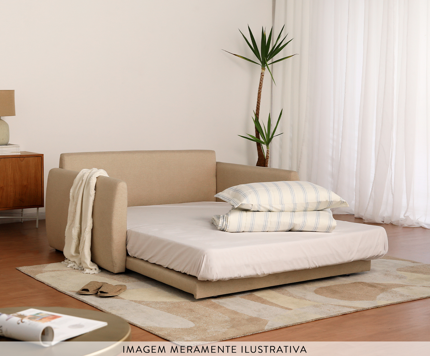Sof&aacute; Cama Nuit 2 Lugares  Linh&atilde;o Marfim image number 16