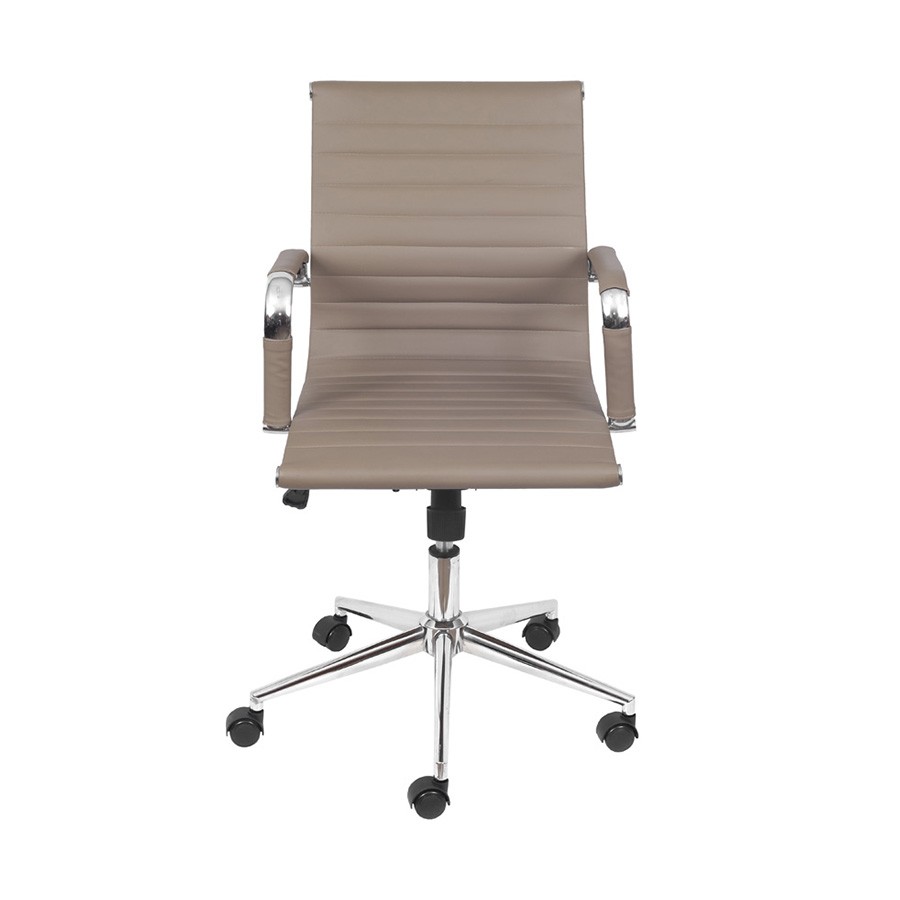 Cadeira Girat&oacute;ria com Rod&iacute;zios Office Eames Esteirinha Bege - image 1