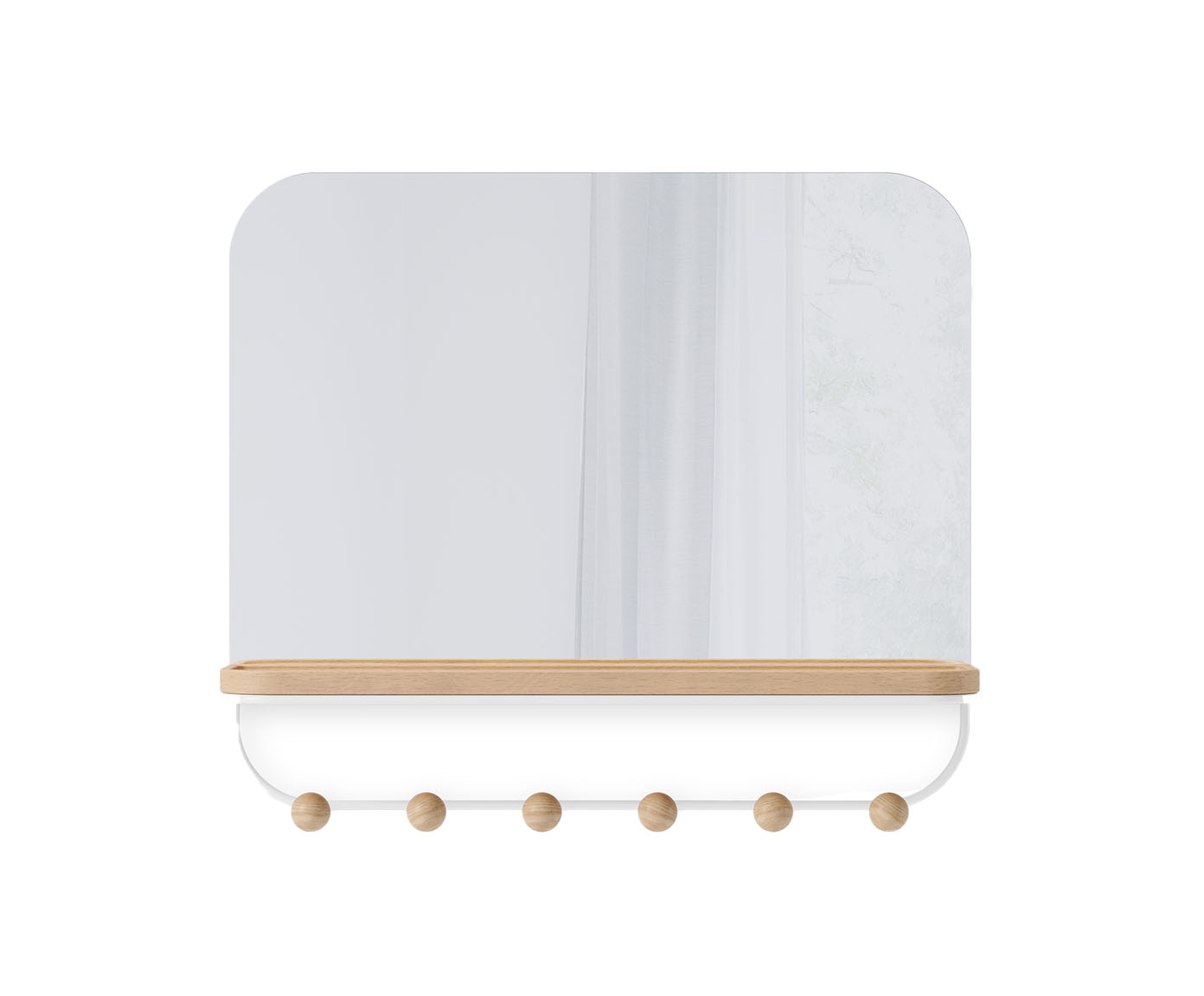 Espelho de Parede com Moldura e Ganchos Estique - Branco - image 0
