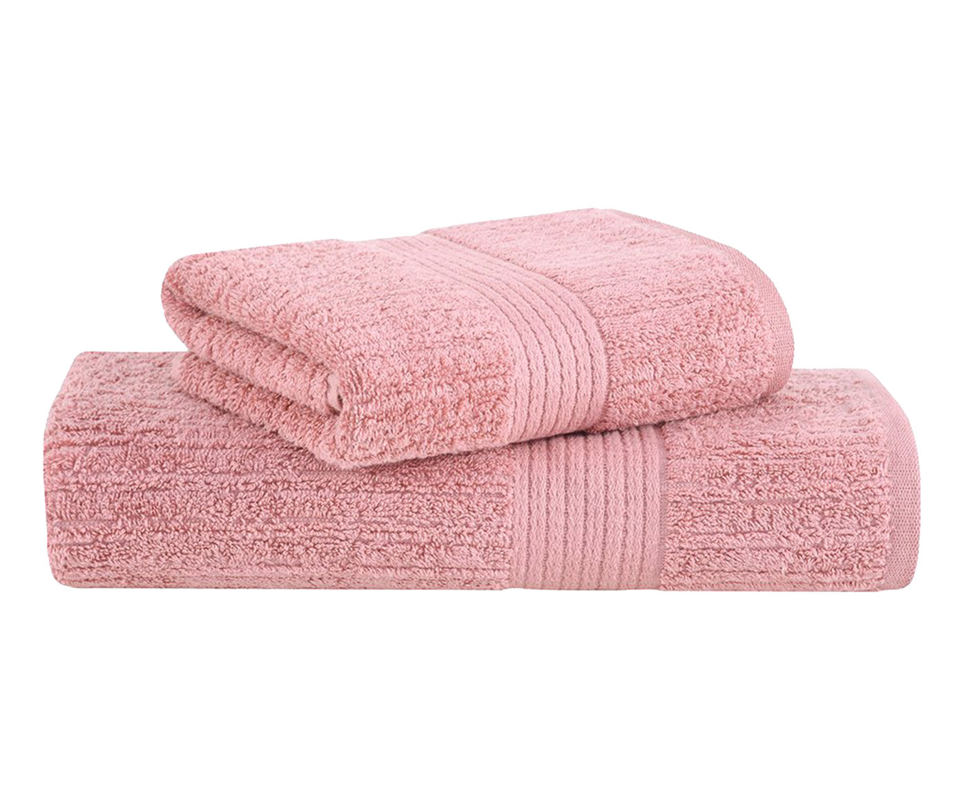 Jogo de Toalhas Fio Penteado Canelado Gigante Rosa P&eacute;tala - image 0