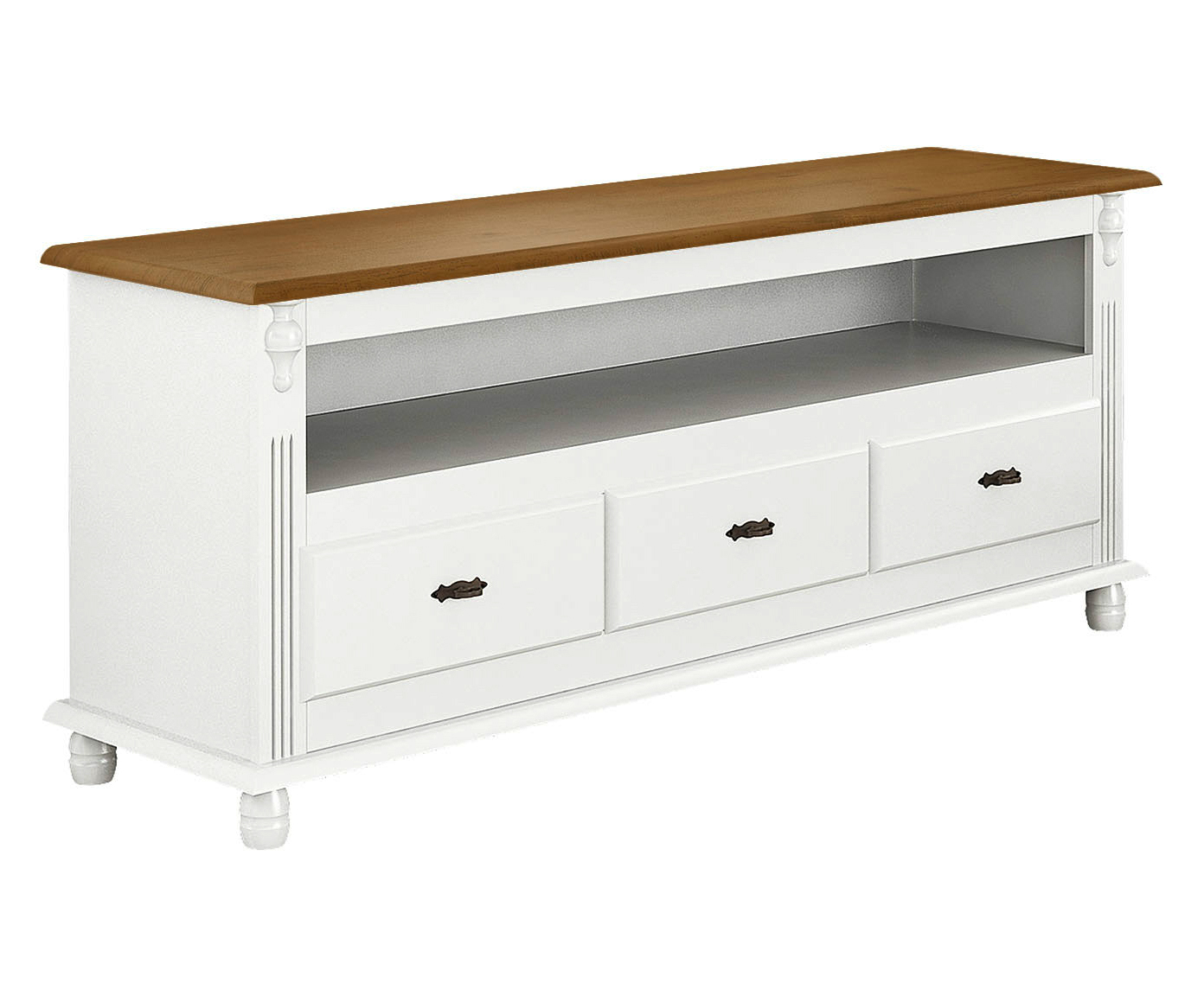 Rack Dorenne - Branco e Castanho Envelhecido - image 0