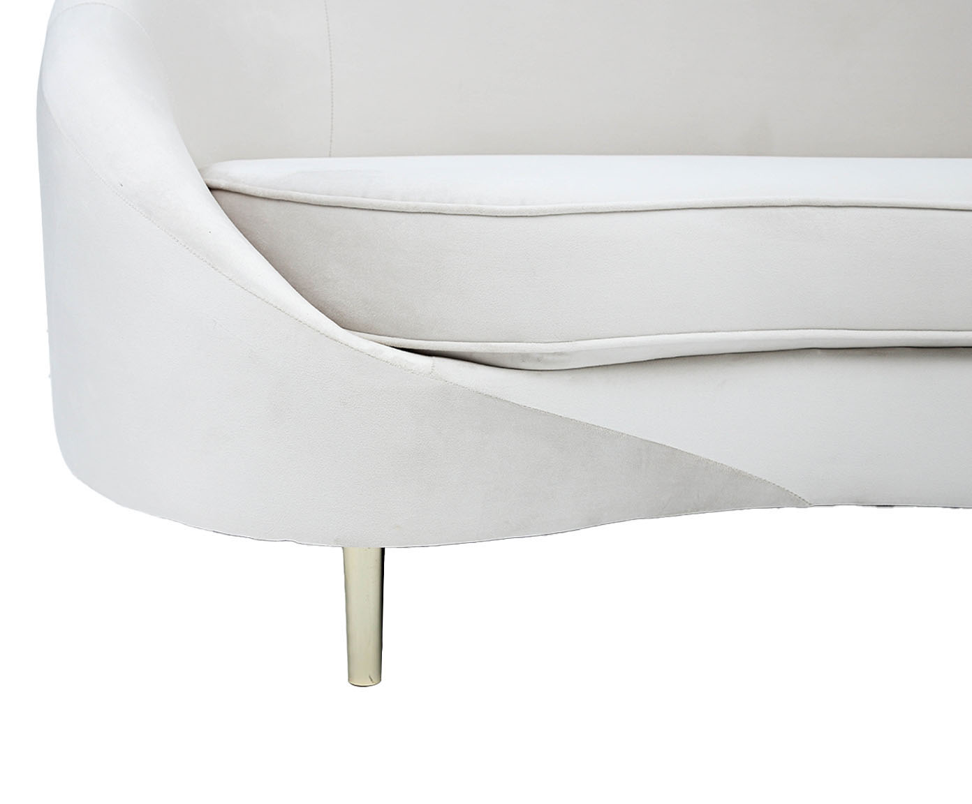 Sof&aacute; em Veludo Jayne com P&eacute;s Dourados - Off White image number 8