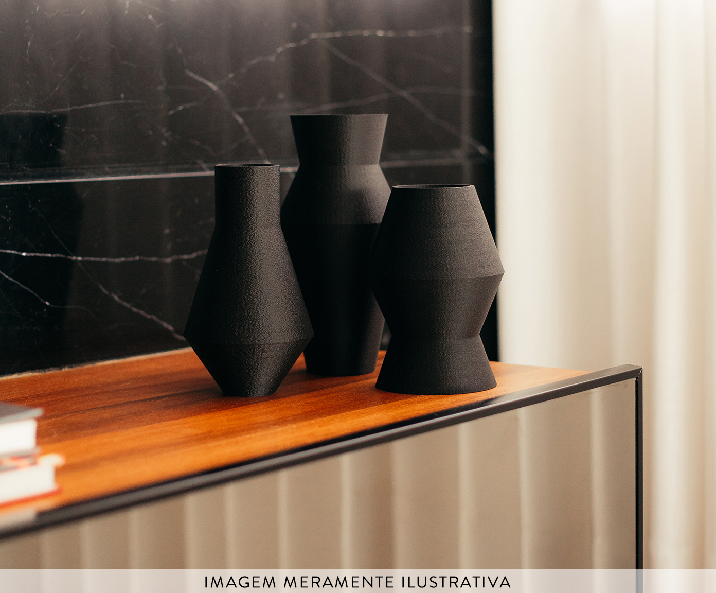 Trio de Vasos Geom&eacute;tricos Preto - image 1