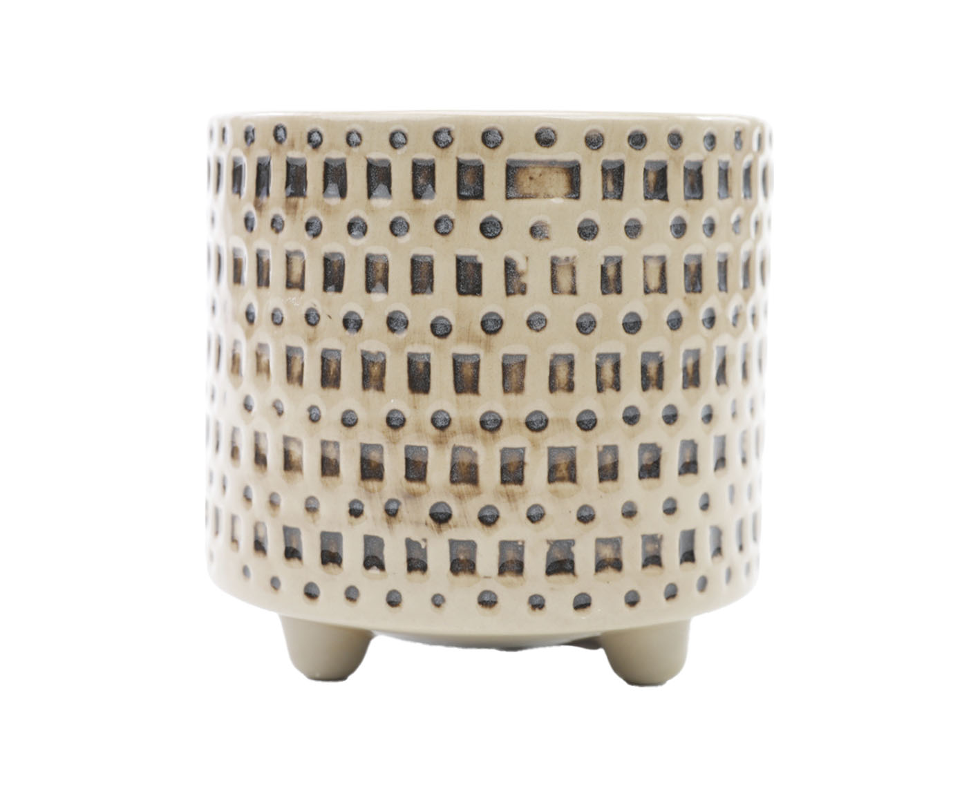 Vaso em Cer&acirc;mica com Textura Geom&eacute;trica - image 0