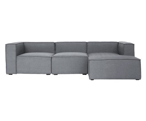 Sof&aacute; 3 M&oacute;dulos Chaise Direito Mensa Cinza Escuro image number 2