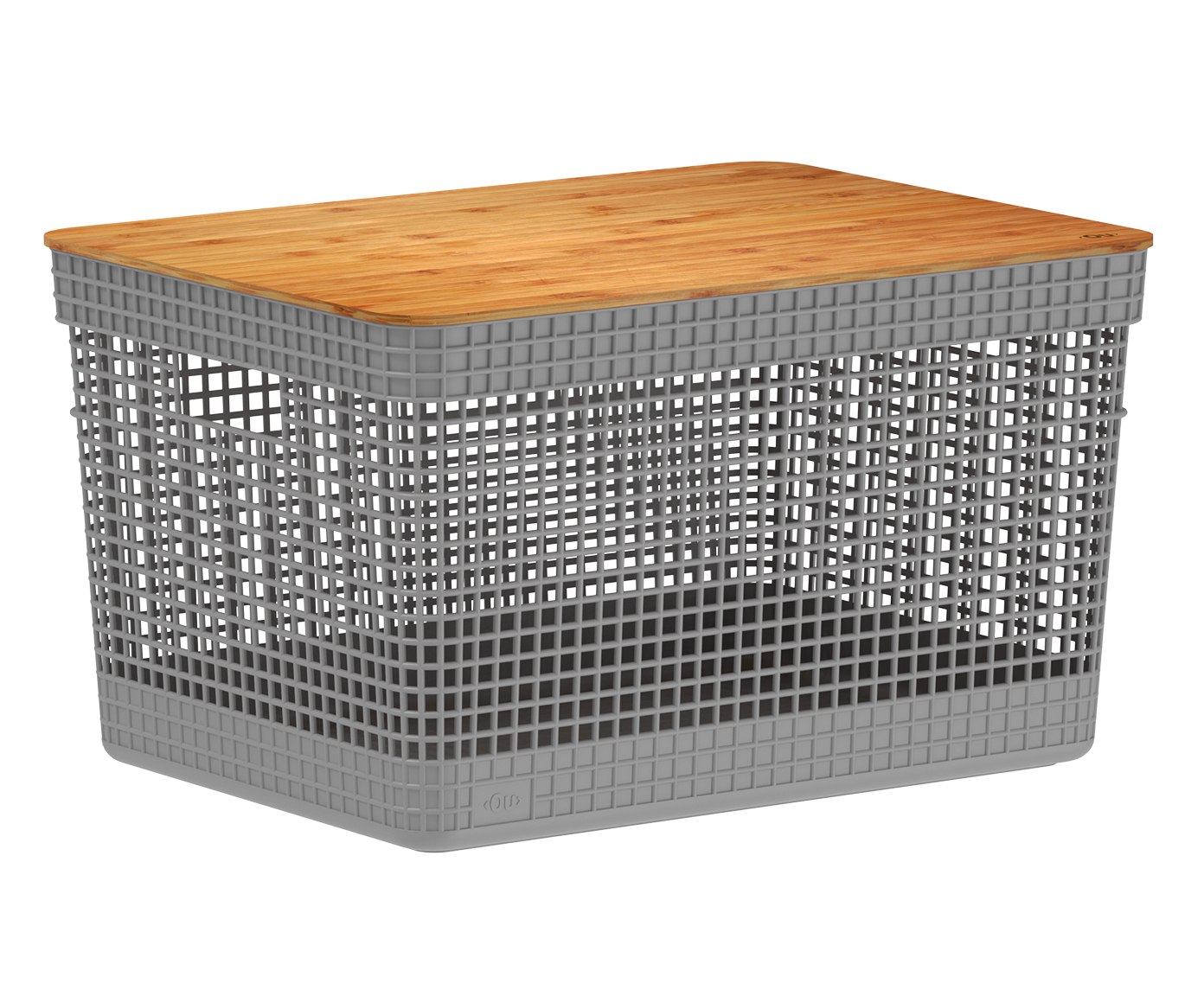 Cesto com Tampa em Bambu Grid I Cinza - image 1