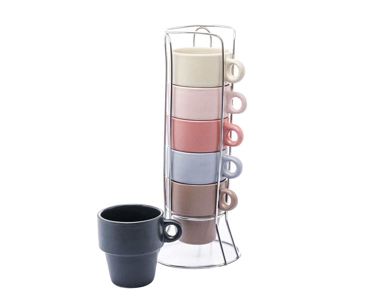 Jogo de X&iacute;caras de Caf&eacute; Empilhav&eacute;is com Suporte Coloridas - image 1