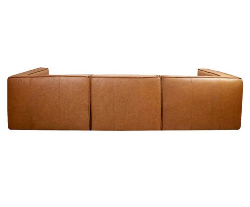 Sof&aacute; 3 M&oacute;dulos Chaise Direito Mensa em Couro Caramelo image number 3