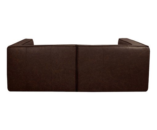 Sof&aacute; 2 M&oacute;dulos Chaise Direito Mensa em Couro Marrom image number 3