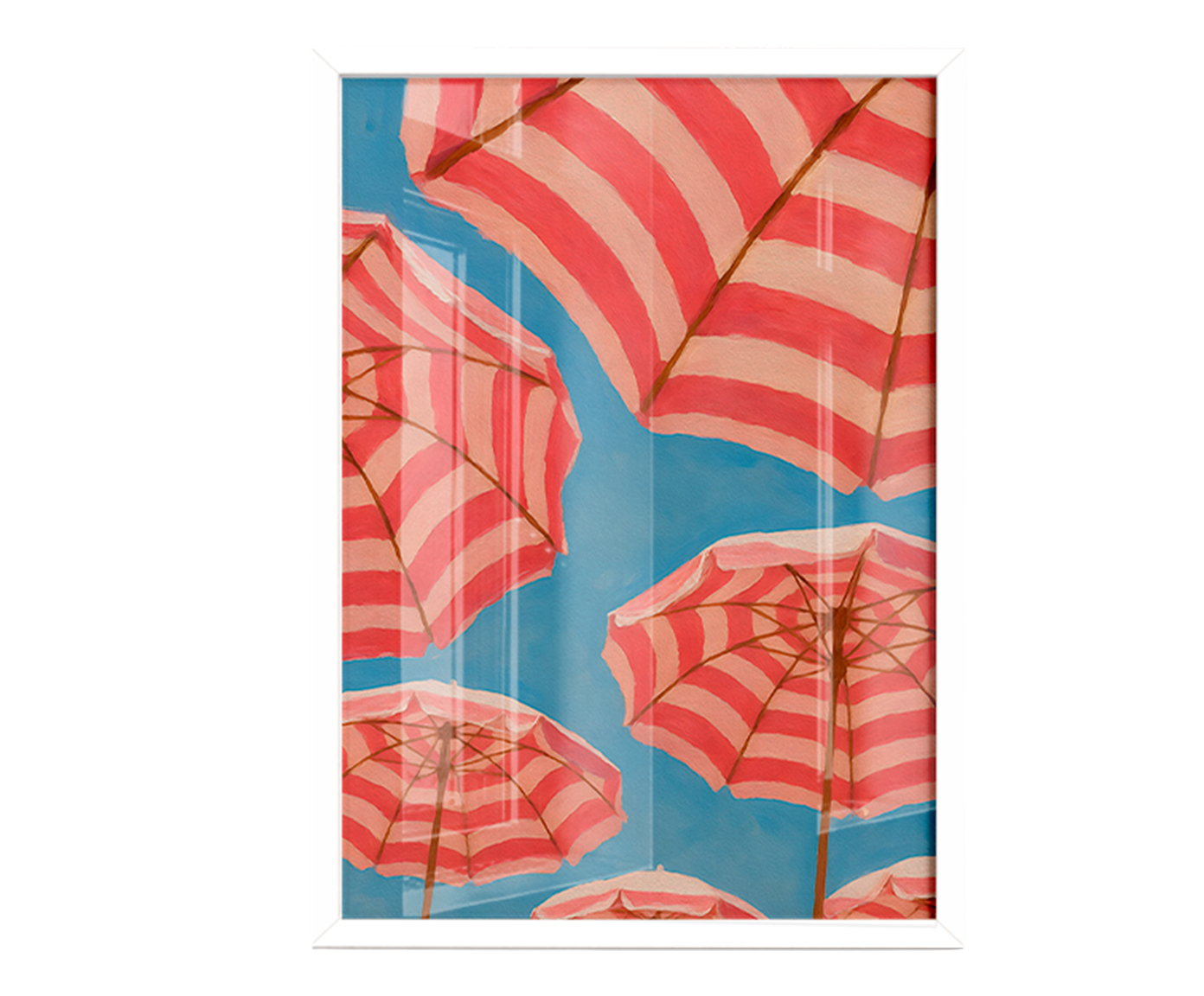 Quadro Rosa No Azul com Moldura Branca - image 1