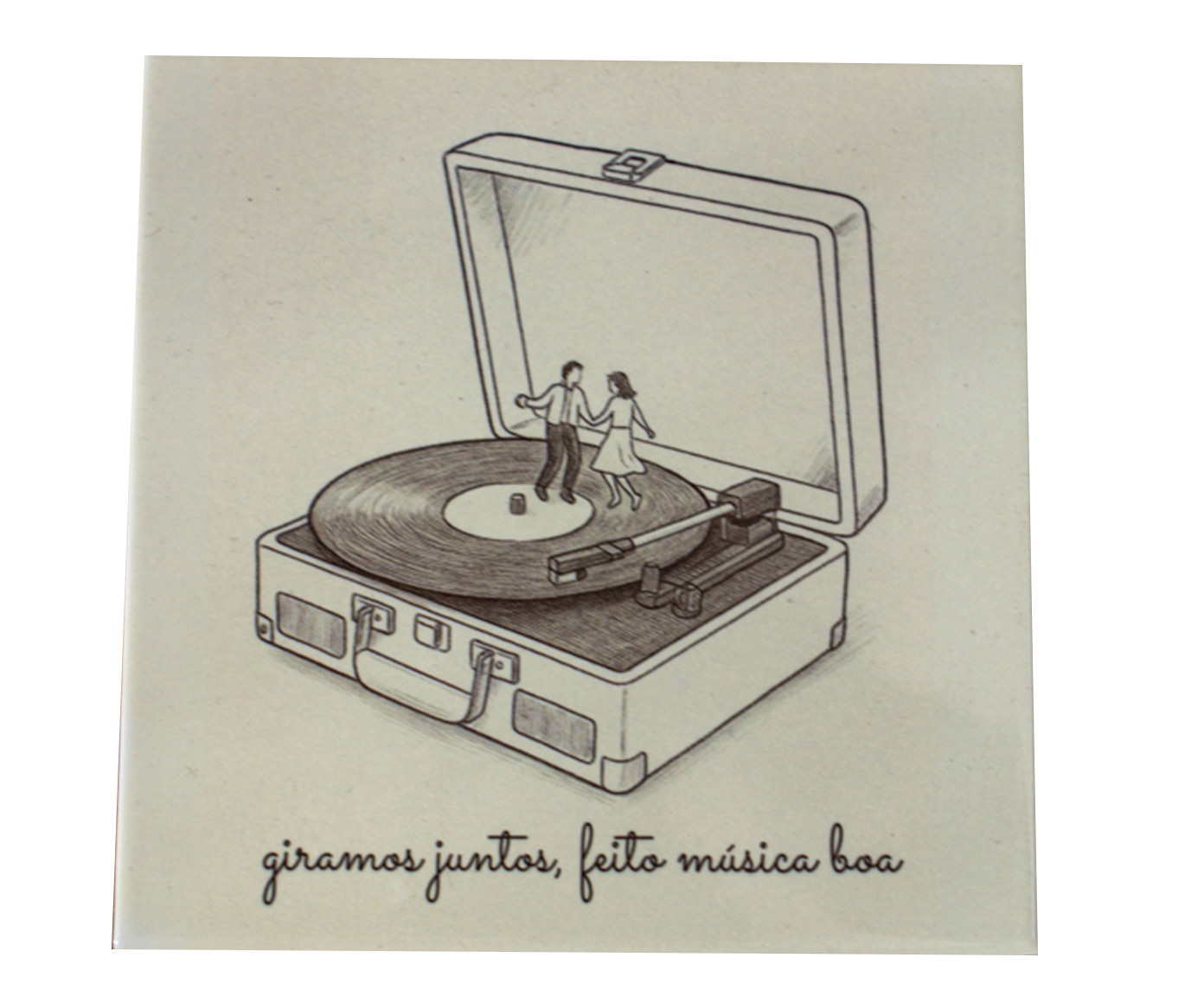 Azulejo Decorativo "Giramos Juntos Feito M&uacute;sica Boa" - image 0